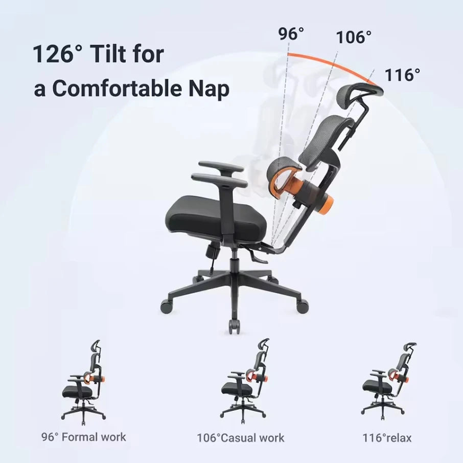 NEWTRAL NT001 Ergonomic Office Chair with Auto-Following Lumbar Support, Adjustable Headrest, 3D Armrest, Reclining Executive Desk Chair