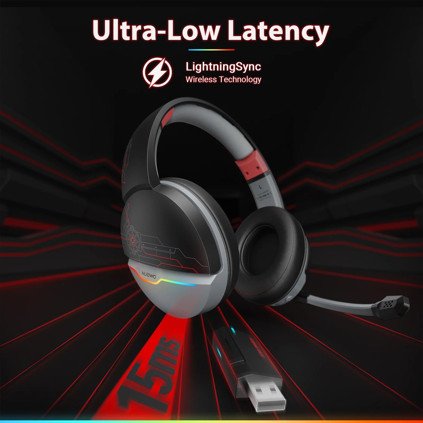 NUBWO Dual G08 Wireless Gaming Headset with Microphone for PS5, PS4, PC, Mobile, Switch, 2.4GHz Bluetooth Wireless Headphones
