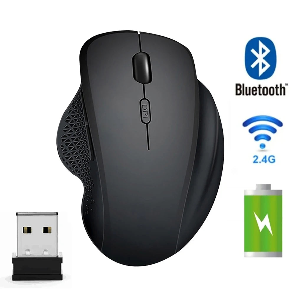 Rechargeable Bluetooth Wireless Mouse 4000 DPI Silent Wireless Mouse, Dual Mode Bluetooth & 2.4G USB Wireless Mouse for MacBook, PC & Laptop