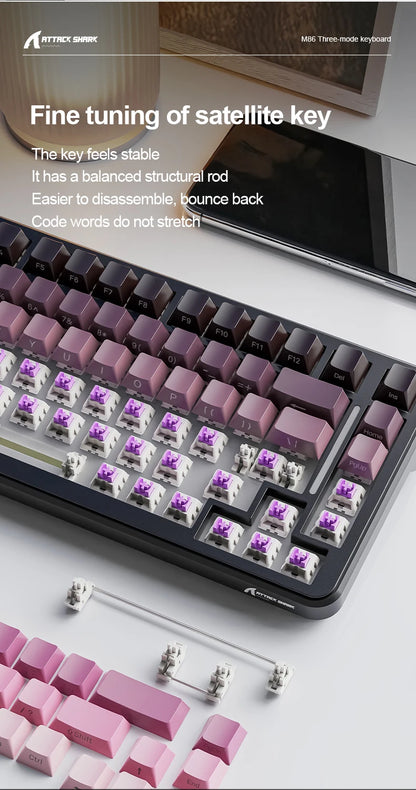 Attack Shark M86 Wireless Mechanical Keyboard 75% Compact RGB Backlit Hot-Swappable Side-Printed PBT Keycaps Tri-Mode 4000mAh