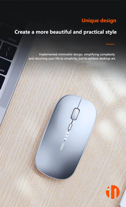 Inphic M1P Wireless Silent Mouse, Ultra-Thin Rechargeable 2.4G Office Mouse with USB Receiver, Type-C Charging, Battery Display & DPI Control