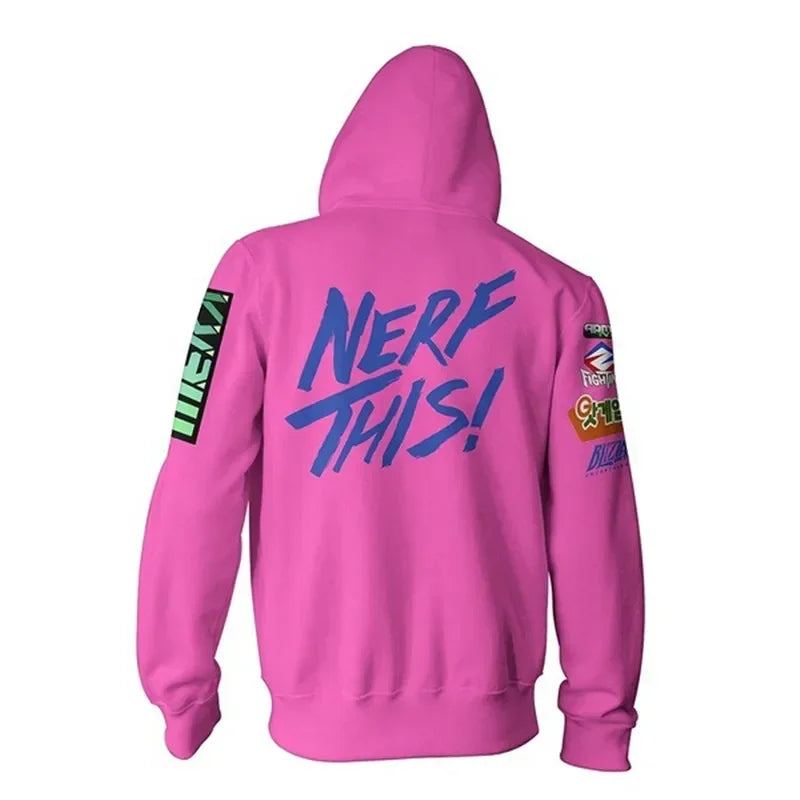 Anime Game Hoodie Sweatshirt 3D Printing Overwatches DVA DJ Cosplay Costume Women Men Couple Hooded Jacket Top Clothing