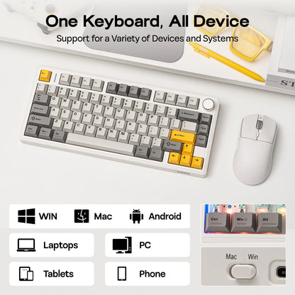 EPOMAKER TH80 V2 75% ANSI US Layout Gasket Tri-mode Wireless Mechanical Gaming Keyboard with 8000mAh Battey & RGB Backlight