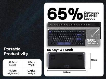 EPOMAKER Magcore65 Lite 65% US QWERTY Layout Wired/BT/2.4Ghz Wireless Mechanical Gaming Keyboard 8K Polling Analog Switch