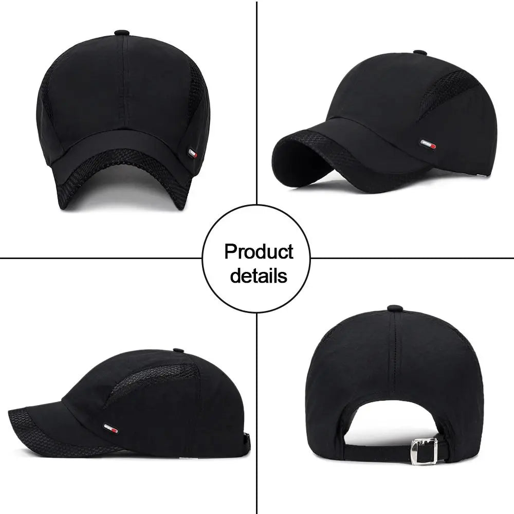 Waterproof Cotton Quick Dry Baseball Cap Snapback Hats Mesh Sun Hat