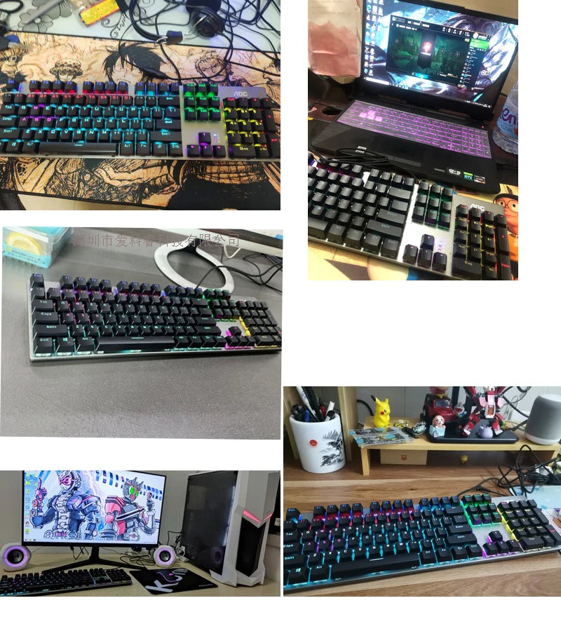 GK410 104 Full Keys Hot Swap Metal Panel Mechanical Keyboard RGB Light Green Black Tea Redaxis non-impact game computer keyboard