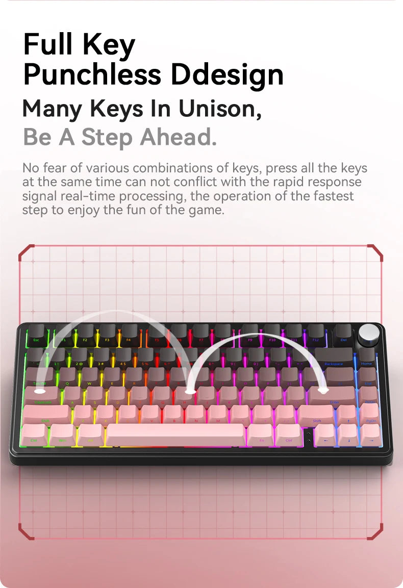 ATTACK SHARK X85/X85Pro Wireless Mechanical Keyboard 75% 82 Keys Tri-Mode Bluetooth Wird RGB Hot Swap Gasket Knob Large battery