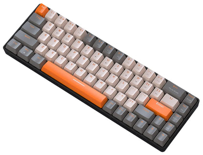FREEWOLF K68 Mechanical Keyboard,Bluetooth Wireless,Blue and Red Switches,Hot-swswap,Small Size Mini Keyboard