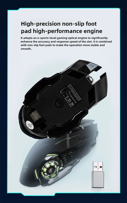 MINGCVIL Rechargeable Wireless Gaming Mouse Bluetooth & USB Computer Mouse, Ergonomic RGB Backlit Wireless Mouse for PC, Laptop, Mac & Gaming