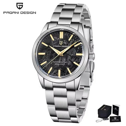 PAGANI DESIGN 40MM Meteorit-Zifferblatt Herren-Quarzuhr Luxus Business Saphir 316L Edelstahl 100M wasserdichte Uhr für Herren