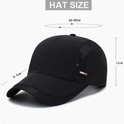 Spring Summer Quick Drying Sports Cap Golf Fishing Hat Summer Outdoor Sun Hat Adjustable Unisex Baseball Cap For Womens Men