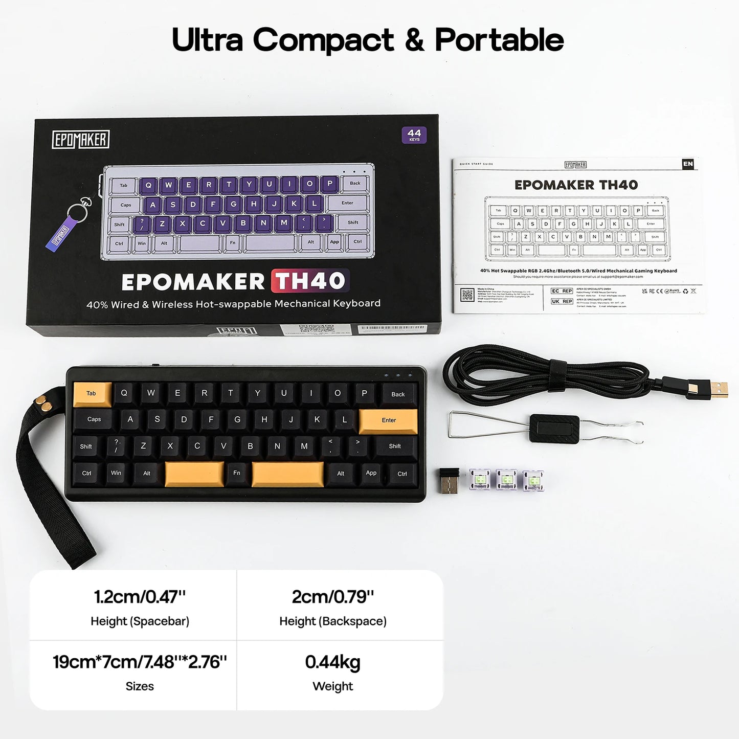 EPOMAKER TH40 VIA Ultra-Compact 40% Layout Hot-Swap Gasket-mounted Wired/Bluetooth/2.4G Wireless Mechanical Keyboard