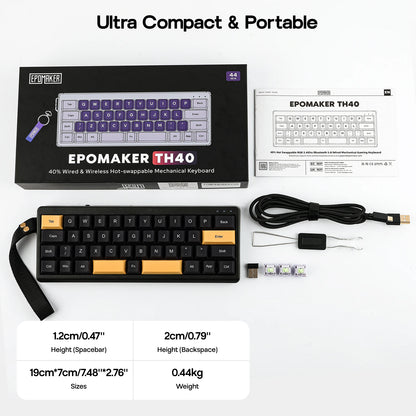 EPOMAKER TH40 VIA Ultra-Compact 40% Layout Hot-Swap Gasket-mounted Wired/Bluetooth/2.4G Wireless Mechanical Keyboard