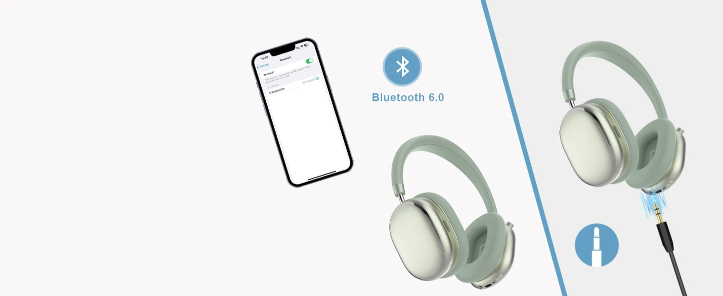 Hybrid Active Noise Cancelling Headphones with Knob Control 65H Playtime Over Ear Headphones Wireless Bluetooth 6.0 Hi-Res Audio