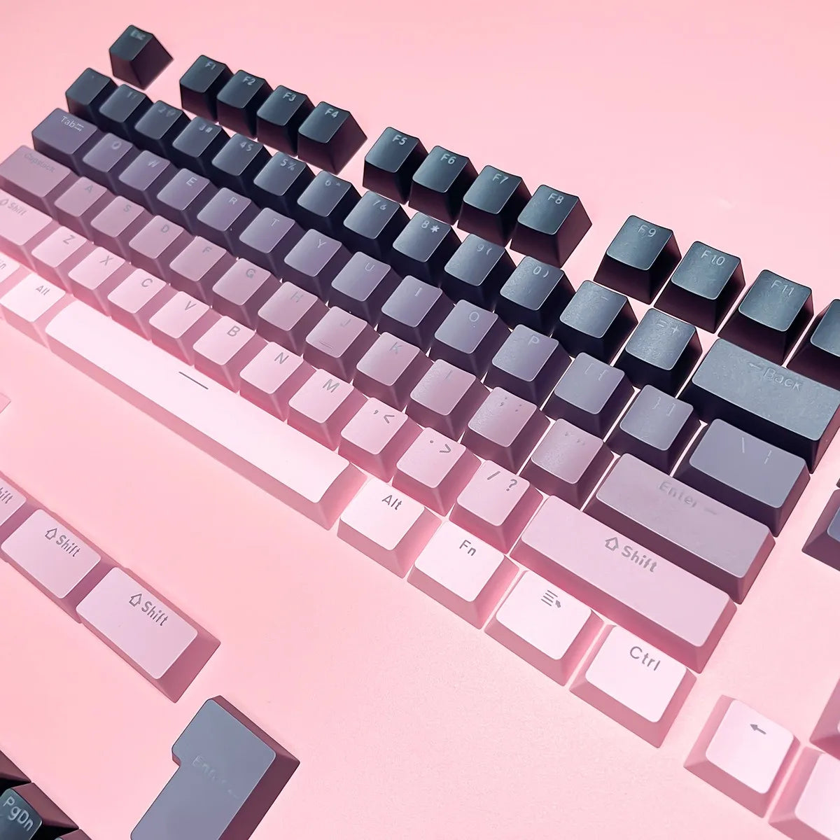 Black Pink Gradient Keycaps For Cherry Mx Switch Mechanical Keyboard OEM Profile PBT Keycap backlit RGB Gamer ISO Layout Key cap