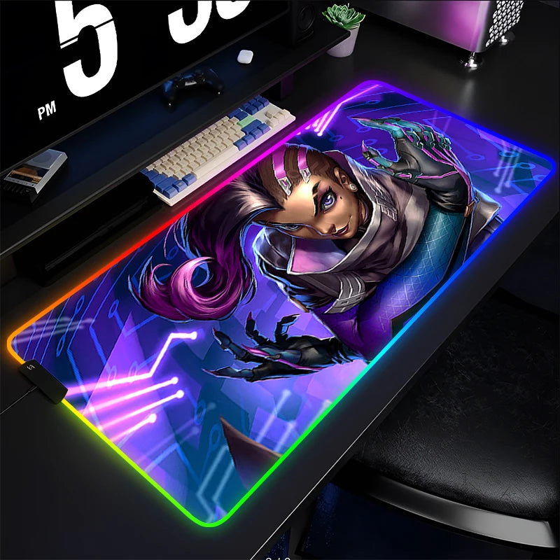 Gamer-Mauspad, Tastaturunterlage, Overwatch Sombra Schreibtisch-Mausmatte, LED-Teppich, Gummi, Gaming-Mauspad RGB, Notebook, Kawaii-Mousepad