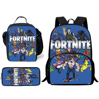 Trendiges Gaming-Design Kinder-Rucksack F-FortniteS mit Lunchbag und Federmäppchen, Schulranzen mit großem Fassungsvermögen für Jungen und Mädchen, ideales Geschenk