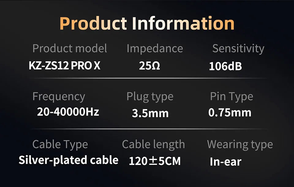 KZ ZS12 PRO X Hybrid Dynamic & Balanced Armature Technology IEM Earphone Upgrade HiFi Bass In Ear Headphone Tuning Wire Headset