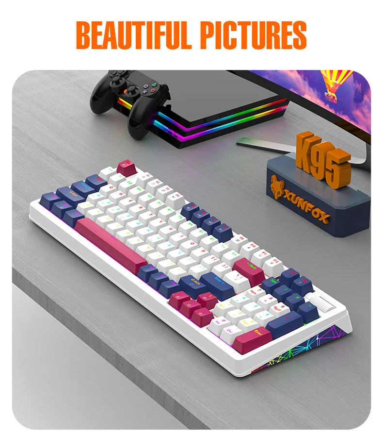 Wireless Mechanical Keyboard 96 Keys 100% Layout Spanish Russian Korean Arabic Mechanical Keyboard Bluetooth RGB K95 2000mAh