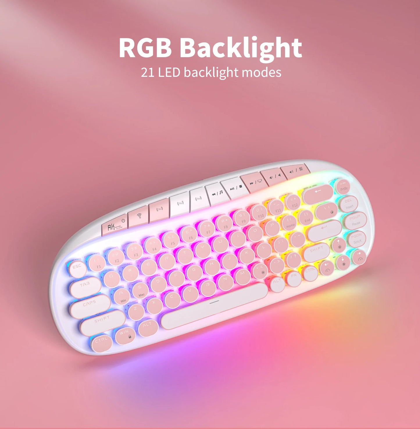 RK ROYAL KLUDGE ROUND Retro Punk Mechanical Keyboard 2.4G Wireless Bluetooth USB 68 Keys RGB Hot Swap Typewriter Gamer Keyboard