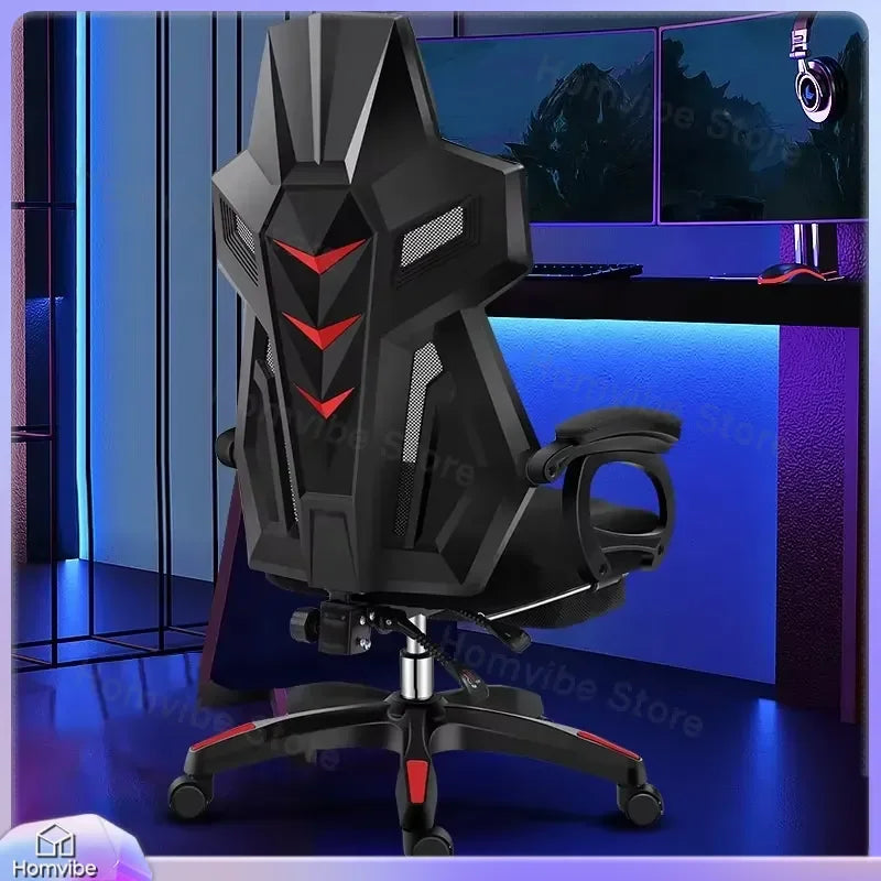 Chaise de jeu ergonomique avec support lombaire, réglable en hauteur, 360° °   Chaise de bureau pivotante en cuir PU pour ordinateur, idéale pour la maison et le bureau, style racing