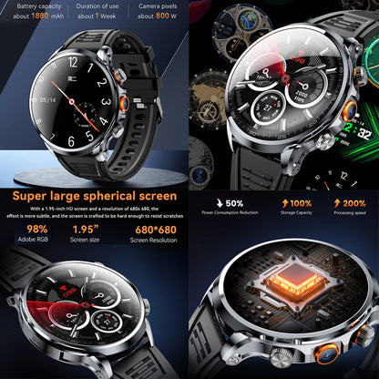 8GB+128GB RAM 5G/4G Smart Watch 1.95 inch AMOLED 1880mah Battery 500W Camera GPS WIFI Google APP Download Smartwatch Android 9.0