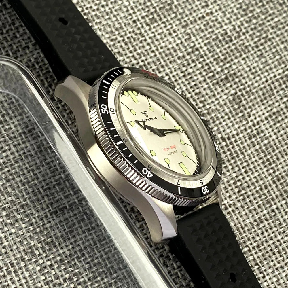 Tandorio Red Blue 40mm PT5000 Japan NH35A Mechanical Automatic Dive Men Watch 20ATM Waterproof Domed Sapphire Screw Crown Reloj