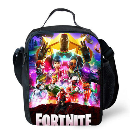 Cartoon FORTNITE Insulated Cooler Lunch Bag Cute Portable Lightweight Picnic Bag for Boys & Girls Age 5-10 Kids Daily Food Bag