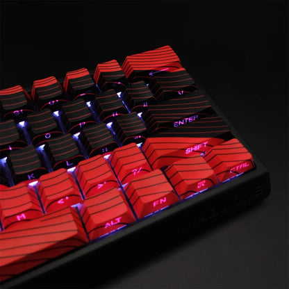 Contour Black and Red Side Engraved Translucent Keycaps PBT 128 Key Cherry Keycaps Suitable for Wooting Mechanical Keyboards