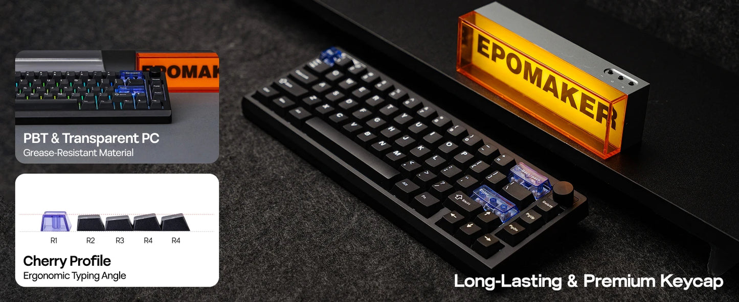 EPOMAKER Magcore65 Lite 65% US QWERTY Layout Wired/BT/2.4Ghz Wireless Mechanical Gaming Keyboard 8K Polling Analog Switch