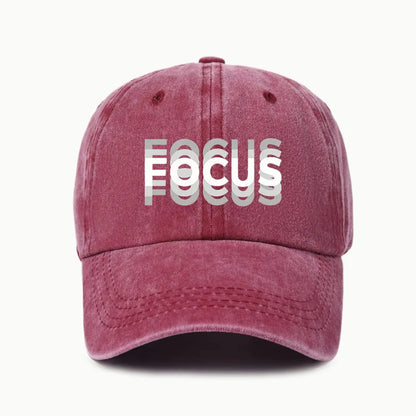FOCUS – kšiltovka z prané bavlny s potiskem, nastavitelná, klasický styl, sportovní kšiltovka typu „duckbill“ pro muže i ženy