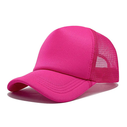 Sponge Mesh Baseball Cap - Unisex Solid Color Trucker Hat Adjustable UV Protection Fashion Breathable Snapback Sun Hat