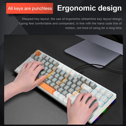 E-YOOSO K620 USB Mechanical Gaming Keyboard Wired Blue Red Switch Monochrome LED Backlit 87 Key for Compute Laptop PC