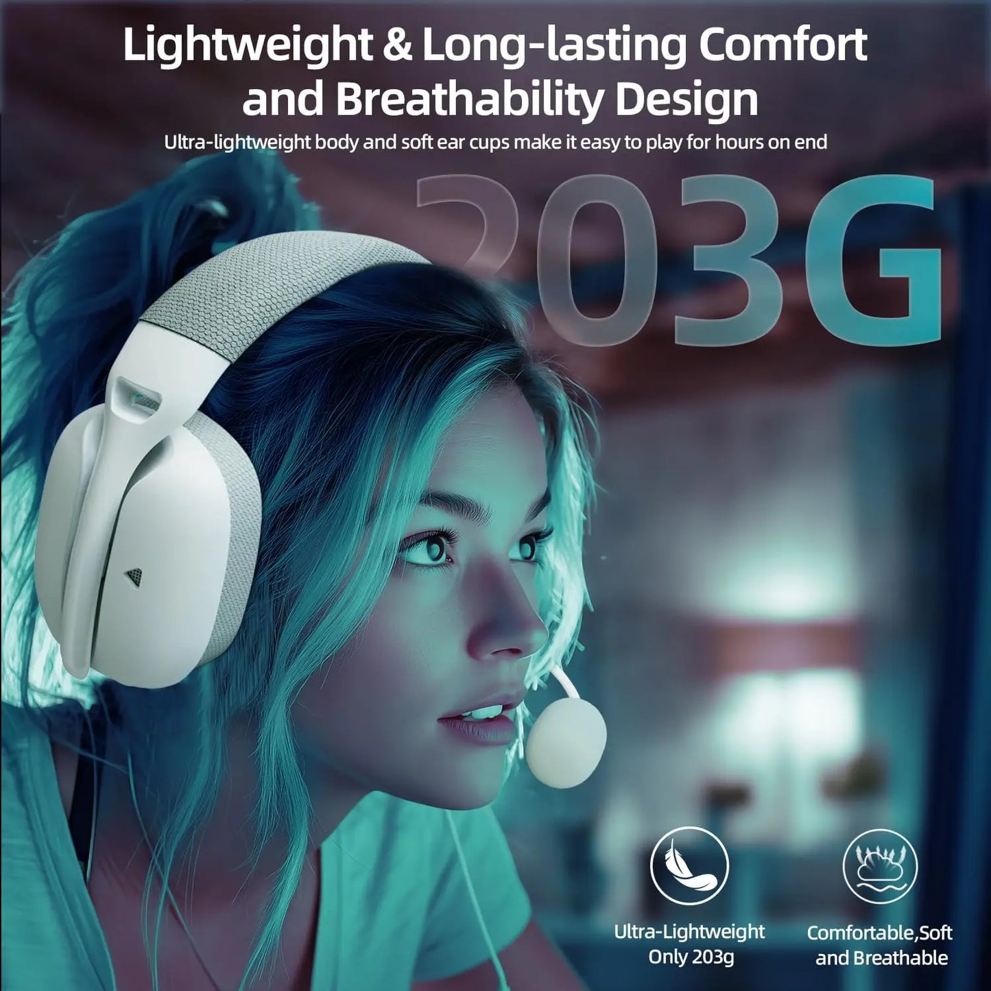 ATTACK SHARK L80PRO Wireless Gaming Headset – Tri-Mode Bluetooth Headphones with Dual Microphone, Lightweight Design & Premium Gaming Audio