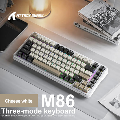 Attack Shark M86 Wireless Mechanical Keyboard 75% Compact RGB Backlit Hot-Swappable Side-Printed PBT Keycaps Tri-Mode 4000mAh