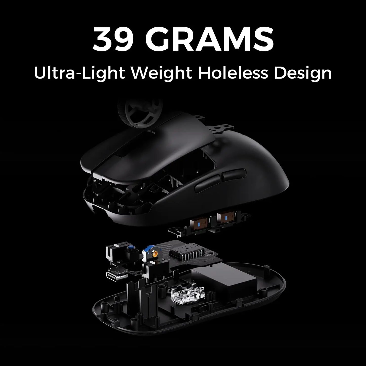 MCHOSE L7 Ultra Wireless Gaming Mouse PAW3395 26K Sensor, 8K Polling, 39g Ultra-Lightweight Tri-Mode Gaming Mouse with Bluetooth, 2.4GHz & Wired