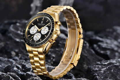 Zegarek PAGANI DESIGN Moon – luksusowy męski chronograf kwarcowy w sportowym stylu, szafirowe szkło z powłoką antyrefleksyjną, luminescencyjny wyświetlacz