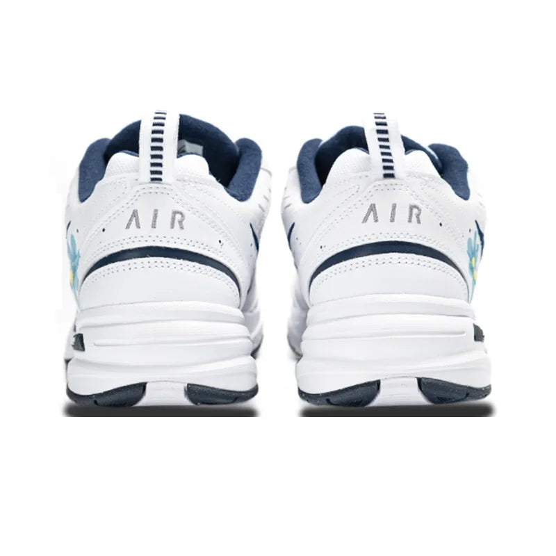 Adidași personalizați Nike Air Monarch 4 Crushed Ice Blue Floral Ink Splatter – pantofi de alergare pentru bărbați, cu talpă joasă