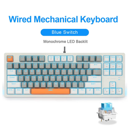 E-YOOSO K620 USB Mechanical Gaming Keyboard Wired Blue Red Switch Monochrome LED Backlit 87 Key for Compute Laptop PC