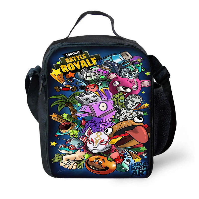 Hot Game Design Child Backpacks Lunch Bag Pencil Case Pupil Large Capacity School Bags For Boy Girl Best Gift F-FortniteS