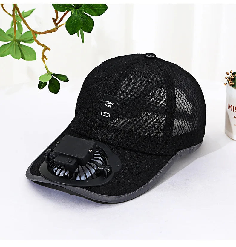Rechargeable Fan Baseball Net Hat Sun Protection Duck Tongue Breathable Net Hat For Couples Outdoor Travel Men Women mz129