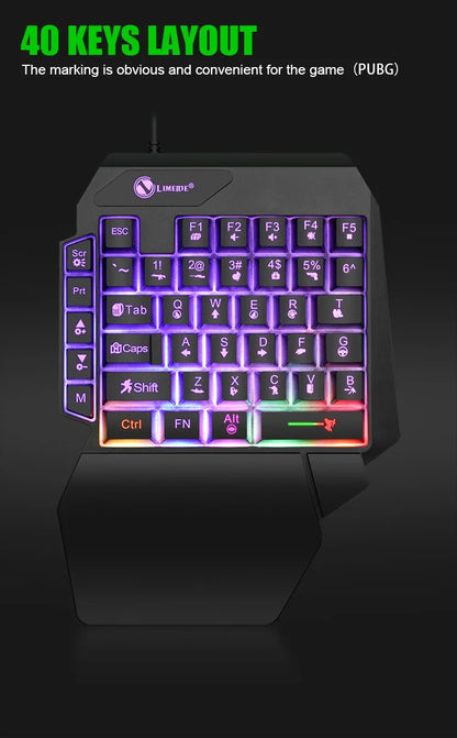 TEUCER 35 Keys One-Handed Mini Gaming Keyboard USB Wired RGB Backlit Ultra-Slim Gaming Keypad for PC, Laptop & Mobile Gaming