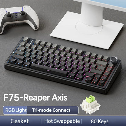 AULA F75Pro Wireless Gaming Mechanical Keyboard 75% Customized RGB Layout Gasket Mounted Side-engraving PBT Keycaps