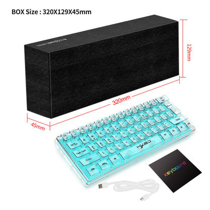 HXSJ V700 60% Wired Transparent Gaming Keyboard, RGB Backlit 61 Keys Compact USB Gaming Keyboard for PC, Mac & Laptop