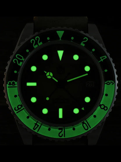 2025 New San Martin SN0134 Men Watch NH34 GMT Sandwich Dial 40mm Bidirectional Sapphire Bezel Luxury Sports Watch 20Bar Watches