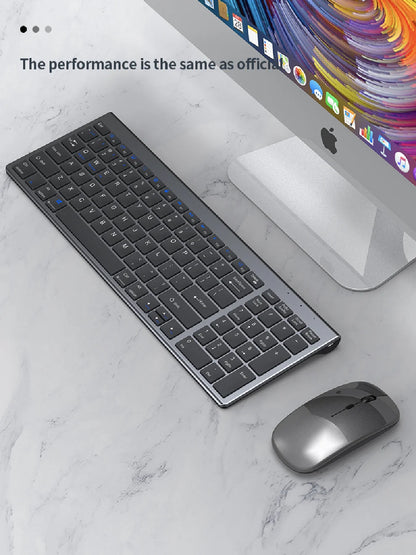 Set tastiera e mouse JOMAA Bluetooth & 2.4G USB per laptop, computer e iPad, combo tastiera e mouse wireless ricaricabili silenziosi