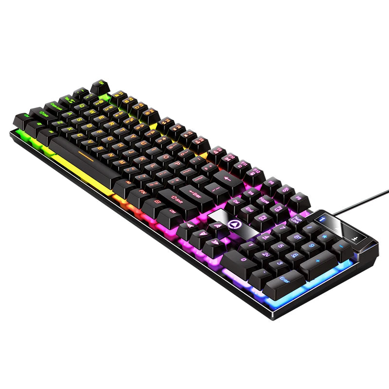 YINDIAO Wired USB Gaming Keyboard with Backlight, 104-Key Ergonomic Gaming Keyboard for PC, Laptop & Desktop, RGB Gamer Keyboard for Office & Gaming