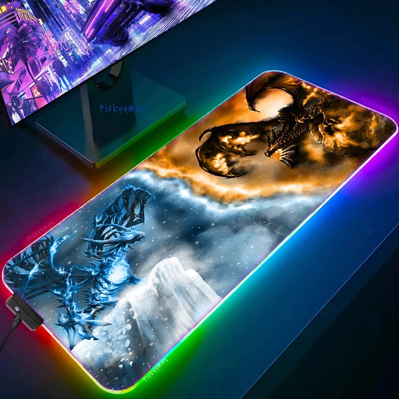 World Of Warcraft LED Backlight Gaming Mousepad Gamer Mousepads RGB Mouse Pad Non-Slip Rubber Deskmats Keyboard Desk Mat WOW