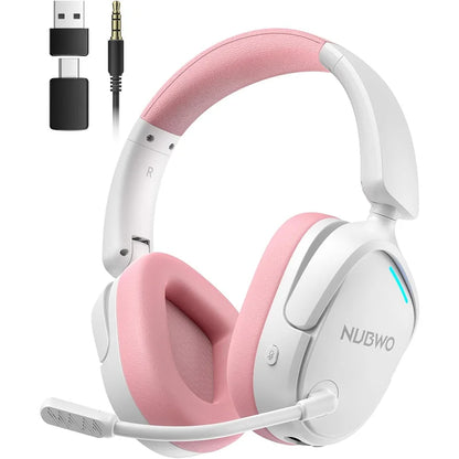 Casque de jeu sans fil NUBWO, double connexion 2.4G et Bluetooth simultanée, micro anti-bruit, confortable et pliable