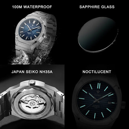 CADISEN Watch for Men Luxury Automatic Men Miyota 8215 Movement Sapphire Crystal 42mm Dial 100m Waterproof  Wristwatches C8200